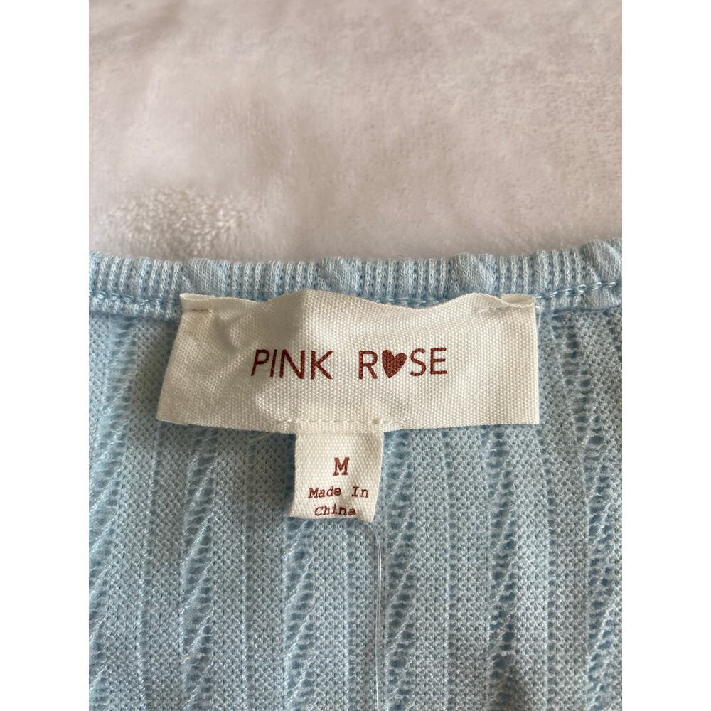 NWT Baby Blue Ribbed Cropped Cover Up/Bolero /Sweater Size M (Juniors) - Picture 4 of 8